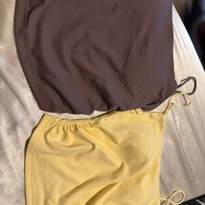 SHEIN Brown and Yellow Tank Tops